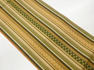 縞に花・幾何学模様織出し全通洒落袋帯